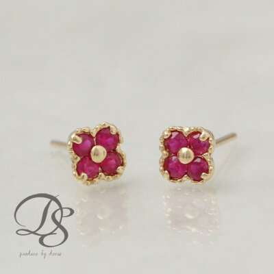 18金 ピアス ゴールド ピアス 18k K18 レディースルビー 計0.3ct 花 フラワー pierce 宝石誕生日 ギフト プレゼント 贈り物 妻 彼女DEVAS ディーヴァス 【送料無料】