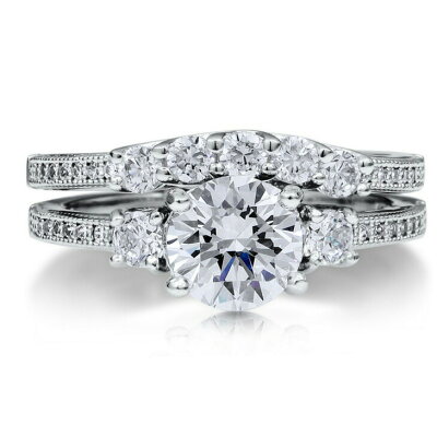 3ストーン 2連 セット リング 1.95ct.tw ( 指輪 レディース プラチナ リング キュービックジルコニア ジルコニア 誕生日 プレゼント ジュエリー 一粒 女性 40代 婚約指輪 50代 結婚記念日 プロポーズリング エンゲージリング ギフト おしゃれ )