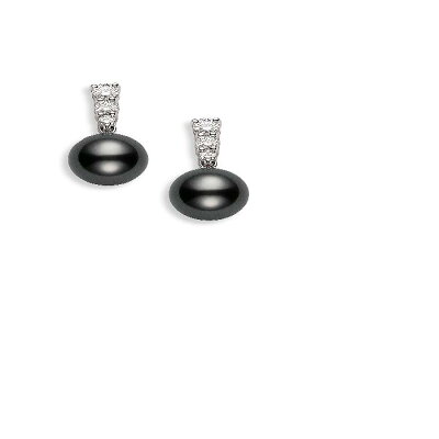 MIKIMOTO 黒 ブラック パール ダイヤモンド 'MORNING DEW' & 【 BLACK SOUTH SEA CULTURED PEARL DIAMOND EARRINGS WHITE GOLD 】 ジュエリー アクセサリー レディースジュエリー 送料無料