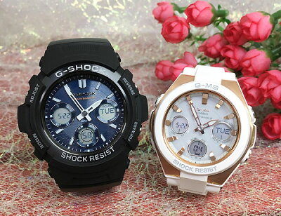 恋人たちのGショックペア G-SHOCK BABY-G ペアウォッチ ペア腕時計 カシオ 2本セット gショック 電波ソーラー AWG-M100SB-2AJF MSG-W100G-7AJF 人気 ラッピング無料 クリスマスプレゼント