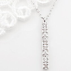 ネックレス レディース プラチナ ダイヤモンド ストレートライン 縦長 Iライン ペンダント Pt900 850 Diamond Necklace おすすめ ギフト ホワイトデー プレゼント