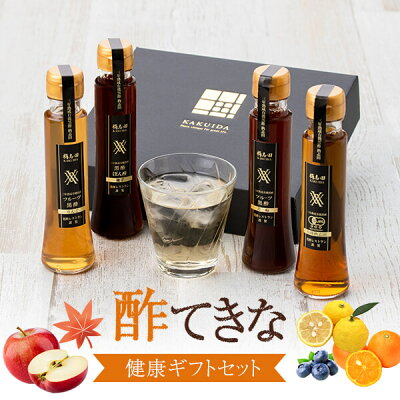公式【酢てきな健康 ギフトセット】100ml×4本セット 送料無料 黒酢 酢 ビネガー 飲むお酢 フルーツ酢 果実酢 黒酢ドリンク ギフト 敬老の日 プレゼント かくいだ