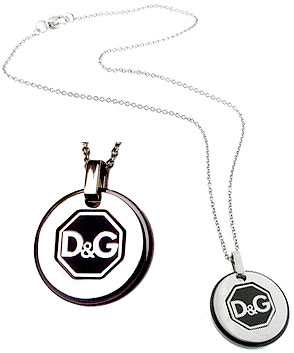 D&G ドルチェ&ガッバーナペンダントネックレス オクタゴン抜きシルバープレート×ブラック凸ロゴプレートダブルプレートアクセサリー プレゼントとしてメンズ レディース 男女兼用DOLCE&GABBANA ドルガバDJ1083PENDANT NECKLACE