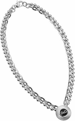 D&G ドルチェ&ガッバーナペンダントネックレスシルバーラウンドプレート×ブラックドームロゴダブルチェーン ボールアクセサリー プレゼントとしてメンズ レディース 男女兼用DOLCE&GABBANA ドルガバDJ01040PENDANT NECKLACE