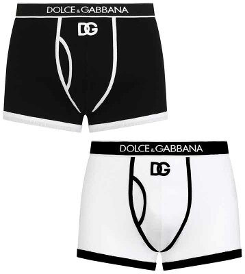 DOLCE&GABBANA D&Gドルチェ&ガッバーナメンズ ボクサーパンツ ショート ロングブラック ホワイト ボクサーショーツDGパッチロゴ リブコットン ジャージ アンダーウェア ボクサーブリーフドルガバ ディー&ジー 下着UNDER WEAR N0004BKW1001WH