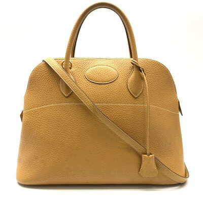 HERMES エルメス ボリード37 フィヨルド サフラン ○W刻印 ハンド ショルダー トートバッグ 2Way ブラウン 茶色 レザー 管理RY21001020