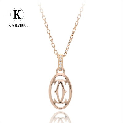 【新古品】カルティエ/Cartier / ドゥカルティエ ドゥーブルC ロゴネックレス レディース K18PG ピンクゴールド ブリリアントカット 5Pダイヤモンド 0.02ct B7219200