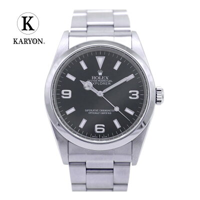 【ギフト品質】【SPECIAL梱包】ロレックス/ROLEX メンズ 腕時計 エクスプローラー1 ブラック文字盤 ダブルロックバックル クロマライト ステンレススチール スポーツモデル 14270 1015