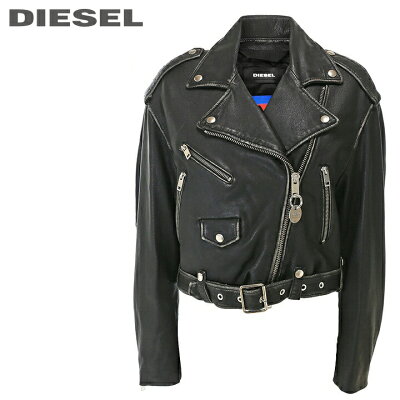 ★DIESEL ディーゼル レディース★ヴィンテージダメージ加工 羊革 ショート丈 中綿ライダースジャケット【L-HELGHEM】【サイズXXS〜L】【ブラック】die-l-o-b8-185 《メーカー希望小売価格148,000円》
