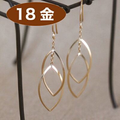 【あす楽対応】18K ピンクゴールド イエローゴールドピアス レディース・クエリオ フックピアス 揺れる 大人 かわいい 華奢 シンプル 18K K18 18金 ぶらさがり 可愛いピアス ジュエリー おしゃれ デザイン 葉っぱ リーフモチーフ ボタニカル柄 誕生日プレゼント 女性
