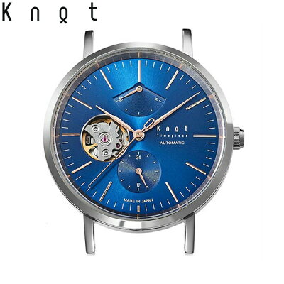Knot ノット 時計 CAP-38 メカニカルオープンハート シルバー&ブルー×ローズゴールド バーインデックス パワーリザーブ 時計本体のみベルト別売り サファイアガラス 日本製 自動巻 【オンネームサービス不可商品】