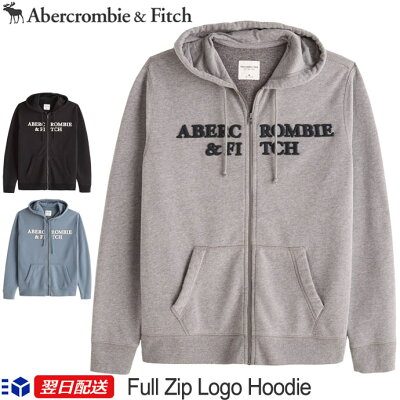 アバクロ Abercrombie&Fitch アバクロンビー&フィッチ ジップアップパーカー 新作 ロゴフーディ Full-Zip Logo Hoodie 全3色 ブラック グレー他 送料無料