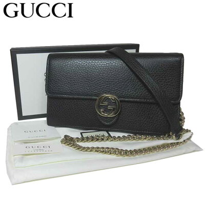 グッチ アウトレット GUCCI ショルダーバッグ 510314 レザー GGロゴ チェーンショルダー付き クラッチバッグ ブラック【RCP】【楽天カード分割】【レディース】
