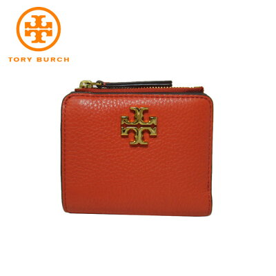 トリーバーチ ブティック TORY BURCH 財布 55339-0619-821 キラ ミックスマテリアル レザー ミニ 二つ折り財布 / KIRA MIXED-MATERIALS MINI WALLET / LAVA/821(ダークオレンジ系)【レディース】