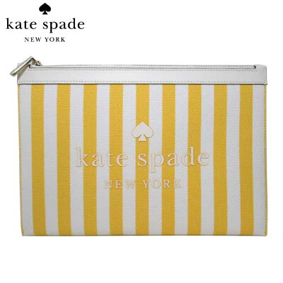 ケイトスペード ポーチ レディース kate spade WLR00560 724 キャンバス ロゴ ストライプ ラージ ジップポーチ アウトレット 送料無料【ギフト】