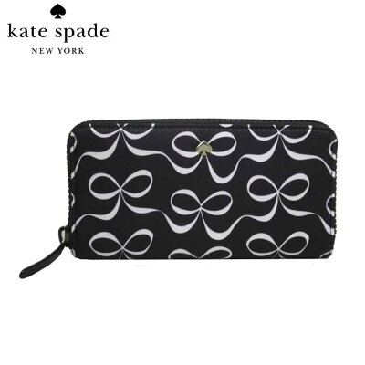 ケイトスペード 長財布 kate spade WLR00204-974 ナイロン リボン プリント ラウンドファスナー multi(974) アウトレット【レディース】【ギフト】