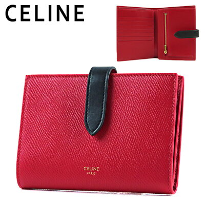 【2/1限定★抽選で2人に1人最大100%ポイントバッグ★要エントリー】CELINE セリーヌ MEDIUM STRAP WALLET 10B643BRU 27RB ミディアム ストラップ ウォレット ロゴ 二つ折り財布 レディース