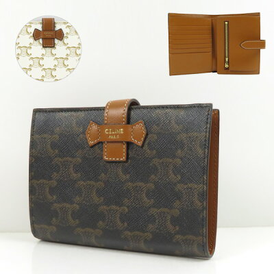 【2/1限定★抽選で2人に1人最大100%ポイントバッグ★要エントリー】CELINE セリーヌ MEDIUM STRAP WALLET 10B642DB7 04LU 二つ折り財布 ロゴ レザー レディース