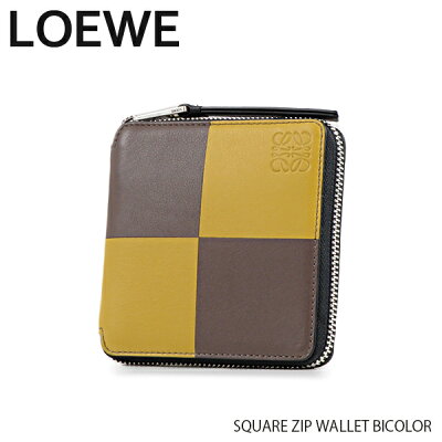 【最大1500円OFFクーポン配布中 6/27迄】LOEWE ロエベ SQUARE ZIP WALLET BICOLOR スクエア ジップウォレット バイカラー ロゴ レザー 二つ折り財布 メンズ 103.01.M88 7657
