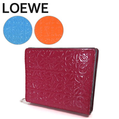 【最大1500円OFFクーポン配布中 6/27迄】LOEWE ロエベ COMPACT ZIP WALLET コンパクト ジップウォレット 二つ折り財布 レザー 型押し レディース 109.10GZ41 5145