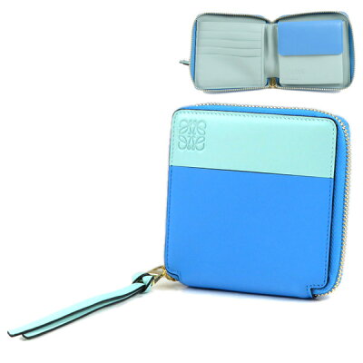 LOEWE ロエベ SQUARE ZIP WALLET コンパクトジップウォレット 二つ折り財布 レザー財布 レディース 109.10.M88 5581 ブルー
