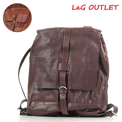 【LaGアウトレット】【訳あり:背面部にひっかき傷】IL BISONTE イルビゾンテ Back Pack A2657 PO 566 567N バックパック リュックサック 本革 レザー メンズ