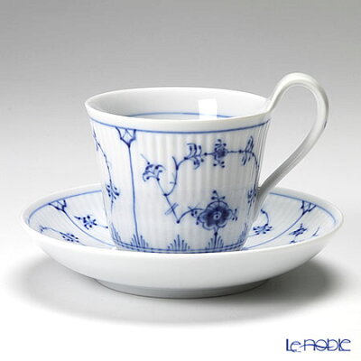 ロイヤルコペンハーゲン (Royal Copenhagen) ブルー フルーテッド プレイン ティーカップ&ソーサー(ハイハンドル) 240ml 1101092/1017176 /// ティーカップ おしゃれ 北欧 ブルーフルーテッド 紅茶カップ 高級 // ギフト プレゼント 結婚祝い 内祝い