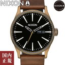 ニクソン 腕時計（メンズ） 最大5,000円OFFクーポン有り！NIXON ニクソン 腕時計 メンズ セントリーレザー ブラス/ブラック/ブラウン NA1053053-00 安心の国内正規品 代引手数料無料 送料無料
