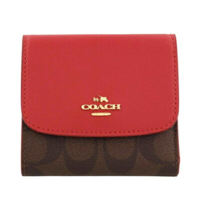 【ポイント10倍 1/24 20:00-1/25】コーチ アウトレット COACH 三つ折り財布 レディース ブラウン/レッド F87589 IML72