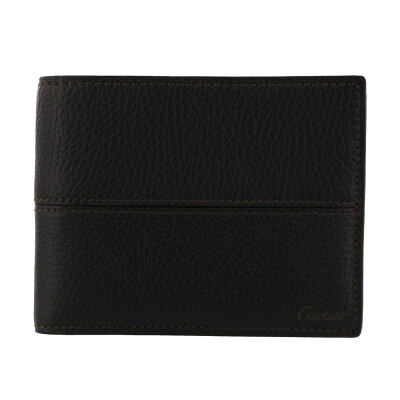 【28時間限定ポイント5倍 4/23 23:59まで】Cartier カルティエ 二つ折り財布 メンズ サドルステッチ ブラウン L3001262 エボニー