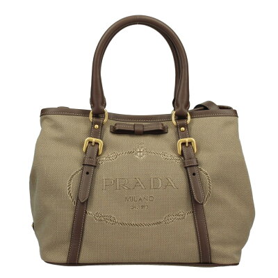 【48時間限定ポイント5倍 5/19 10:00スタート】PRADA プラダ トートバッグ レディース ブラウン BN1841 UCWLOGO JACQUARD F0B16