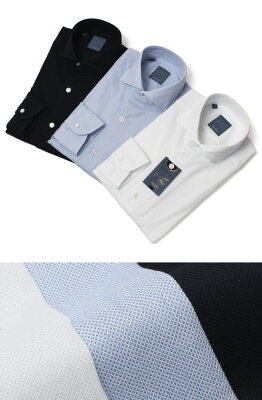 バルバ / BARBA / DANDY LIFE / ダンディ ライフ / カッタウェイ シャツ / コットン マイクロメッシュ調 / NEW BRUNO【ホワイト/サックス/ネイビー】【SALE30】