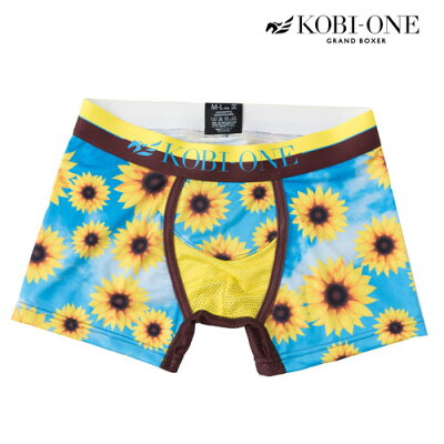 ≪ポイント2倍+クーポン◆2/11 1:59迄≫KOBI ONE 正規品 コビワン サンフラワー ひまわり イエロー ブルー メッシュ 蒸れない パンツ ボクサーパンツ メンズ ブランド ローライズ インナー 下着 ギフト 誕生日 彼氏 父 男性 旦那 速乾 バレンタイン