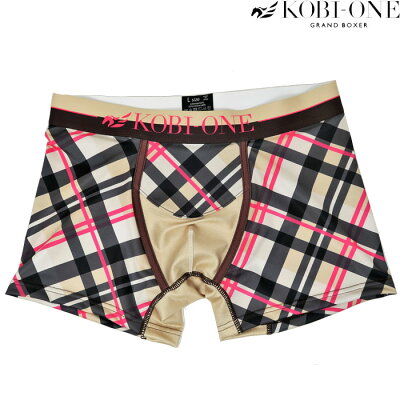 【最大1000円クーポン有】【セール 22%OFF】ボクサーパンツ メンズ ブランド ローライズ KOBI ONE 正規品 コビワン Plaid Gold プレイドゴールド 柄 メッシュ 蒸れない パンツ インナー 下着 ギフト 誕生日 彼氏 父 男性 旦那 速乾 クリスマス