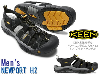 キーン【KEEN】NEWPORT H2 ニューポート エイチツー 1001907 BLACK メンズ ハイブリットサンダル 人気No.1 水陸両用サンダル 通年対応シューズ/ブラック/軽量/高機能/キャンプ/アウトドア/オールシーズン対応/2019年新作/春夏/靴