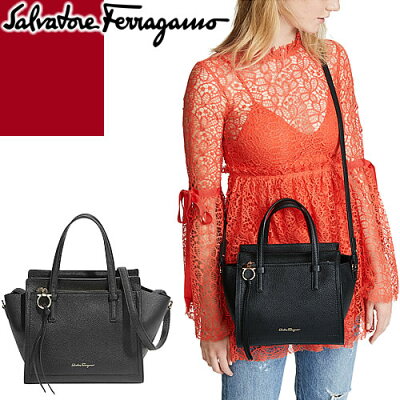 フェラガモ Salvatore Ferragamo バッグ ショルダーバッグ トートバッグ ハンドバッグ レディース エイミー 2021年春夏新作 ガンチーニ ブランド 斜めがけ 本革 通勤 黒 ブラック DOUBLE HANDLE BAG 21F478 0720533