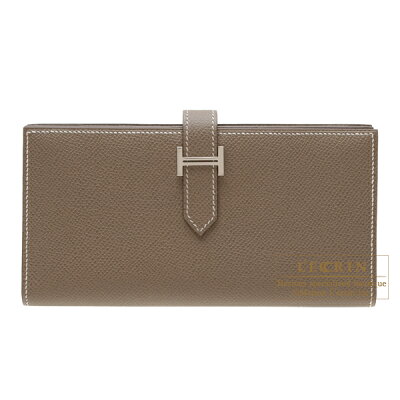 エルメス ベアンスフレ エトゥープ ヴォーエプソン シルバー金具 HERMES Bearn Soufflet Etoupe grey Epsom leather Silver hardware