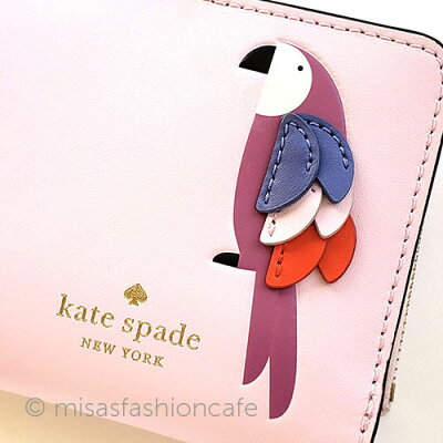 ケイトスペード Kate spade 二つ折り財布 鳥 折財布 ミニ財布 コンパクト「lock party l-zip bifold - bird」プレゼント ギフト