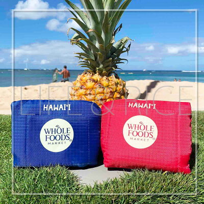 待望の入荷!WHOLE FOODS MARKET ホールフーズマーケット コンパクト エコバッグ【ハワイ限定】(ピンク/ブルー/ターコイズ/グレー/イエローグリーン) / コンパクトサイズ 環境保護 eco ecobag【ハワイ直輸入】【正規品】