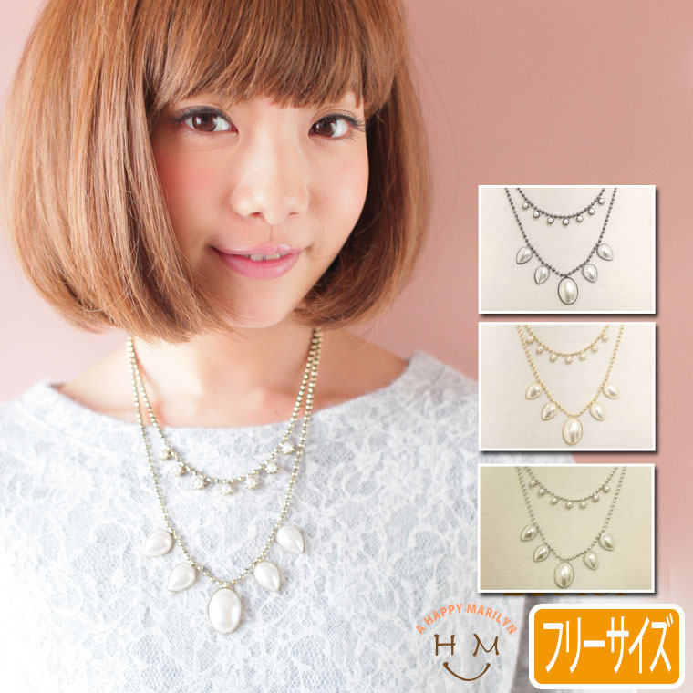 レディース アクセサリー ネックレス■アンティーク調 2連 パール ネックレス 上品な印象に。■ネックレス アクセサリー アクセ フリー KK【レディース 大きなサイズ レデイース/レディス】大きめ(ファッション かわいい 結婚式 30代 40 大人 30代【NZ】 【ミンミン】