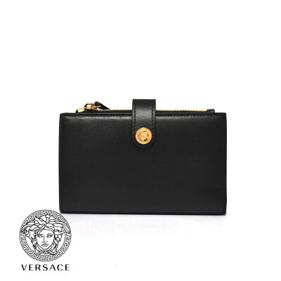 ヴェルサーチ 二つ折り財布 小銭入れ付き メデューサ ロゴ有り 本革 レディース カーフスキン VERSACE ブランド ベルサーチ シンプル おしゃれ フラップ財布 財布 1002897