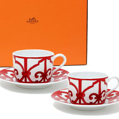 【お買い物マラソン◆限定セール】【再入荷!】【2客セット】エルメス HERMES ガダルキヴィール ティーカップ&ソーサー 160ml 食器 陶器 011016【D22】【通常価格37,400円→SALE価格36,500円】