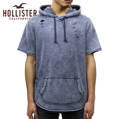 20%OFFセール 【販売期間 6/4 20:00〜6/11 01:59】 ホリスター HOLLISTER 正規品 メンズ 半袖フリースプルオーバーパーカー Short-Sleeve Ripped Hoodie 322-221-0679-200 父の日