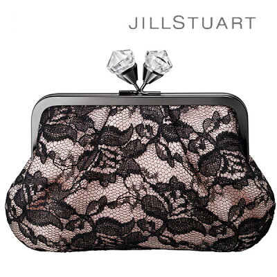 ジルスチュアート JILL STUART☆ポーチ パーティーバッグ 小物入れ 花柄レース クリスタルトップ がま口 ポーチ クラッチバッグ パーティシーン ロゼシャンパン ピンク ブラック 化粧 メイク コスメ プレゼント ギフト ブランド クリスマス ハロウィン バレンタイン