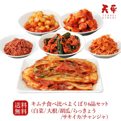 【送料無料】キムチ◆食べ比べよくばり6品セット◆ 国産 催事 天平 お試し ギフト 手土産 無添加 乳酸菌 発酵 発酵食品 天平キムチ 滋賀 プレゼント 御歳暮 お歳暮 歳暮 帰省土産