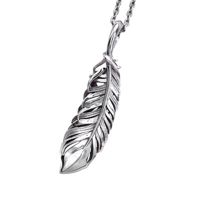 【MADE IN JAPAN】【M's collection エムズコレクション】メンズ シルバー フェザー ネックレス 羽根 イーグル ジュエリー Mサイズ 中 silver925 シルバー925 ペンダント送料無料 ラッピング包装 XP-008 フェザー 羽 プレゼント