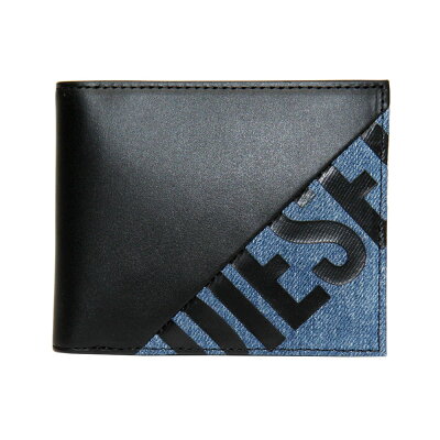 【送料無料】2020春夏新作 ディーゼル 財布 DIESEL 二つ折り財布 メンズ X06747 P3178 H1146 HIRESH S TOLLE ブラック×ブルー デニム×レザー 本革 さいふ【あす楽対応】【プレゼント】【ブランド】