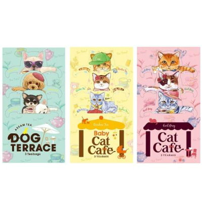 Baby Cat Cafe ベビーキャットカフェ Tea Boutique(ティーブティック)紅茶 ティーバッグ 各2g × 3パックの3種セット ( アッサム / ルイボス / アールグレイ ) tea 猫 ねこ ネコ グッズ かわいいプチギフト 2023【メール便送料無料】