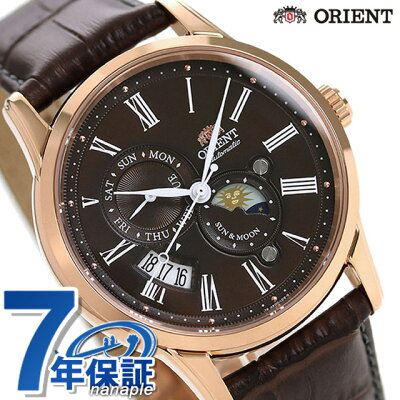 \1日は4,000円OFFクーポン!全品10%OFF/ オリエント 腕時計 メンズ ORIENT サン&ムーン 42.5mm 機械式 日本製 RN-AK0002Y 革ベルト