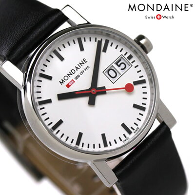 【店内ポイント最大43倍 26日1時59分まで】 MONDAINE モンディーン 腕時計 Evo エヴォ ビッグデイト レディース ブラックレザー×ホワイト A669.30305.11SBB 時計